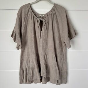 Dylan Cotton Guaze Flowy Tunic Top Taupe Size Medium New